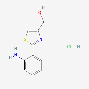 molecular formula C10H11ClN2OS B1378217 [2-(2-Amino-phenyl)-thiazol-4-yl]-methanol hydrochloride CAS No. 1187928-39-7