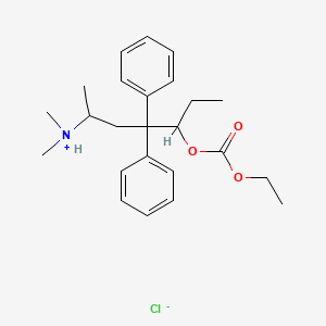 molecular formula C24H34ClNO3 B13782244 N,N-Dimethyl-3,3-diphenyl-4-(ethoxyformyloxy)-1-methylhexylamine hydrochloride CAS No. 67196-18-3