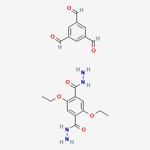 molecular formula C21H24N4O7 B13782249 Benzene-1,3,5-tricarbaldehyde;2,5-diethoxybenzene-1,4-dicarbohydrazide 