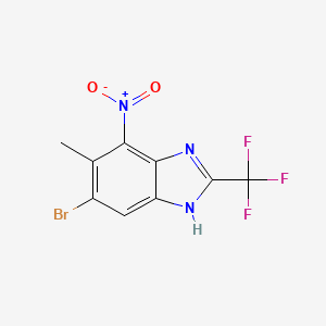 molecular formula C9H5BrF3N3O2 B13782260 6-Bromo-5-methyl-4-nitro-2-(trifluoromethyl)benzimidazole CAS No. 89427-24-7