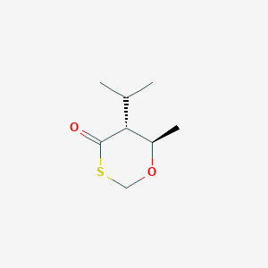 molecular formula C8H14O2S B13782295 1,3-Oxathian-4-one,6-methyl-5-(1-methylethyl)-,trans-(9CI) 