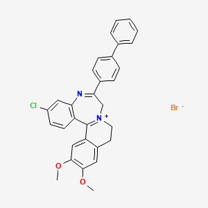 molecular formula C31H26BrClN2O2 B13782302 7H-Isoquino(2,1-d)(1,4)benzodiazepin-8-ium, 9,10-dihydro-6-(4-biphenylyl)-3-chloro-12,13-dimethoxy-, bromide CAS No. 82802-96-8