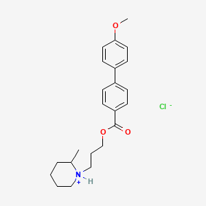 molecular formula C23H30ClNO3 B13782446 4-Biphenylcarboxylic acid, 4'-methoxy-, 3-(2-methylpiperidino)propyl ester, hydrochloride CAS No. 69766-24-1