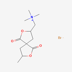 molecular formula C12H20BrNO4 B13782462 1,6-Dioxo-N,N,N,8-tetramethyl-2,7-dioxaspiro(4.4)nonane-3-methanaminium bromide CAS No. 66223-19-6