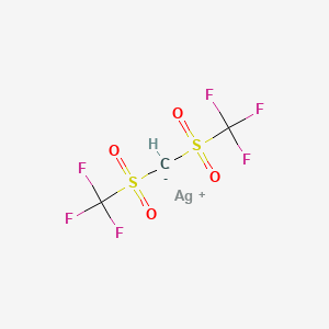 molecular formula C3HAgF6O4S2 B13782467 Silver, [bis[(trifluoromethyl)sulfonyl-kappaO]methanato]- CAS No. 68785-05-7