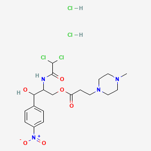 molecular formula C19H28Cl4N4O6 B13782468 Chloramphenicol 4-methyl-1-piperazinepropionate dihydrochloride hydrate CAS No. 89170-55-8