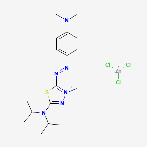molecular formula C17H27N6S.Cl3Zn<br>C17H27Cl3N6SZn B13782497 5-(Diisopropylamino)-2-[[4-(dimethylamino)phenyl]azo]-3-methyl-1,3,4-thiadiazolium trichlorozincate(1-) CAS No. 93783-70-1