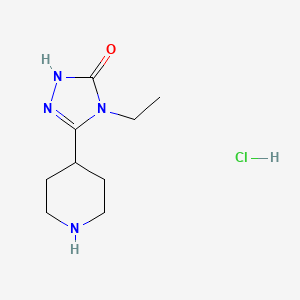 molecular formula C9H17ClN4O B1378256 4-ethyl-3-(piperidin-4-yl)-4,5-dihydro-1H-1,2,4-triazol-5-one hydrochloride CAS No. 1394040-45-9