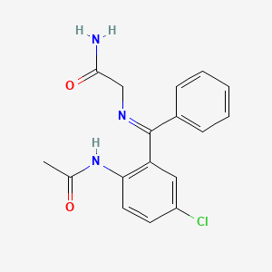 molecular formula C17H16ClN3O2 B13782587 (E)-N-(2-(((2-Amino-2-oxoethyl)imino)phenylmethyl)-4-chlorophenyl)acetamide CAS No. 80222-83-9