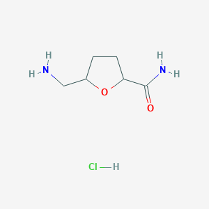 molecular formula C6H13ClN2O2 B1378262 5-(Aminomethyl)oxolane-2-carboxamide hydrochloride CAS No. 1384635-75-9