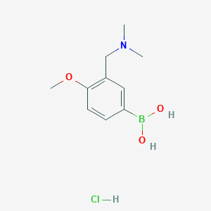 molecular formula C10H17BClNO3 B1378264 (3-((Dimethylamino)methyl)-4-methoxyphenyl)boronic acid hydrochloride CAS No. 1485418-43-6
