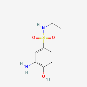 molecular formula C9H14N2O3S B13782654 Benzenesulfonamide, 3-amino-4-hydroxy-N-(1-methylethyl)- CAS No. 80-19-3