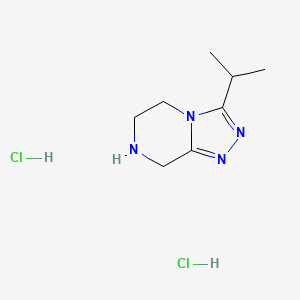 molecular formula C8H16Cl2N4 B1378267 3-(propan-2-yl)-5H,6H,7H,8H-[1,2,4]triazolo[4,3-a]pyrazine dihydrochloride CAS No. 1394041-13-4