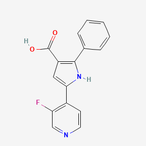 molecular formula C16H11FN2O2 B13782680 1H-Pyrrole-3-carboxylic acid, 5-(3-fluoro-4-pyridinyl)-2-phenyl- 
