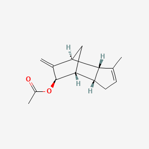 molecular formula C14H18O2 B13782758 4,7-Methano-1H-inden-6-ol, 3a,4,5,6,7,7a-hexahydro-3-methyl-5-methylene-, acetate, (3aR,4S,6R,7R,7aS)-rel- CAS No. 81836-13-7