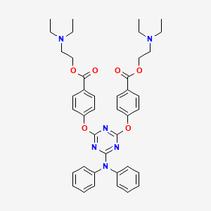 molecular formula C41H46N6O6 B13782823 Benzoic acid, 4,4'-((6-(diphenylamino)-1,3,5-triazine-2,4-diyl)bis(oxy))bis-, bis(2-(diethylamino)ethyl) ester CAS No. 85826-18-2