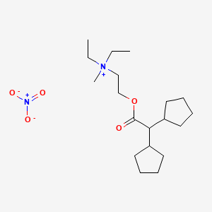 molecular formula C19H36N2O5 B13782849 Ammonium, diethyl(2-hydroxyethyl)methyl-, nitrate, dicyclopentylacetate CAS No. 99688-51-4
