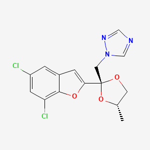 molecular formula C15H13Cl2N3O3 B13782857 1H-1,2,4-Triazole, 1-((2-(5,7-dichloro-2-benzofuranyl)-4-methyl-1,3-dioxolan-2-yl)methyl)-, trans- CAS No. 98519-26-7