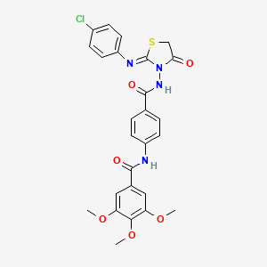 molecular formula C26H23ClN4O6S B13782906 Benzamide, N-(4-(((2-((4-chlorophenyl)imino)-4-oxo-3-thiazolidinyl)amino)carbonyl)phenyl)-3,4,5-trimethoxy- CAS No. 99616-21-4