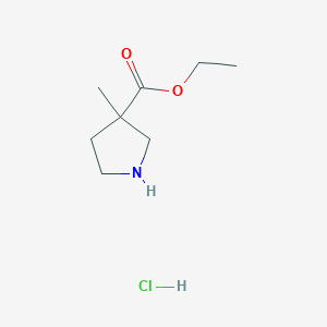 molecular formula C8H16ClNO2 B1378294 Ethyl 3-methylpyrrolidine-3-carboxylate hydrochloride CAS No. 1421604-12-7