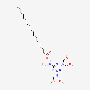 molecular formula C32H62N6O7 B13782946 Octadecanoic acid, [[4,6-bis[bis(methoxymethyl)amino]-1,3,5-triazin-2-yl](methoxymethyl)amino]methyl ester CAS No. 68413-84-3