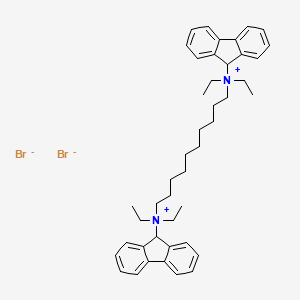 molecular formula C44H58Br2N2 B13782967 Decamethylenebis(diethyl-(9-fluorenyl)ammonium) dibromide hemihydrate CAS No. 63957-46-0