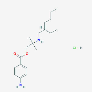 molecular formula C19H33ClN2O2 B13782978 Benzoic acid, p-amino-, (2-(2-ethylhexylamino)-2-methyl)propyl ester, hydrochloride CAS No. 69781-34-6