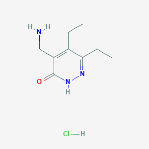 molecular formula C9H16ClN3O B1378299 4-(Aminomethyl)-5,6-diethyl-2,3-dihydropyridazin-3-one hydrochloride CAS No. 1394041-48-5