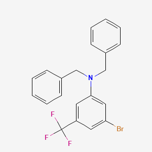 molecular formula C21H17BrF3N B13783003 Benzenemethanamine, N-[3-bromo-5-(trifluoromethyl)phenyl]-N-(phenylmethyl)- 