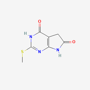 molecular formula C7H7N3O2S B13783019 2-methylsulfanyl-5,7-dihydro-3H-pyrrolo[2,3-d]pyrimidine-4,6-dione CAS No. 90662-11-6
