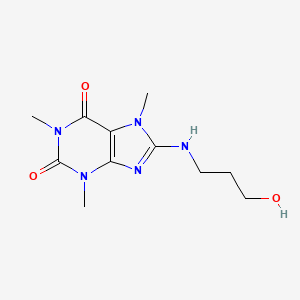 molecular formula C11H17N5O3 B13783038 Caffeine, 8-((3-hydroxypropyl)amino)- CAS No. 95073-80-6