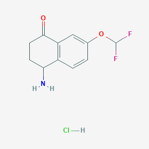 molecular formula C11H12ClF2NO2 B1378313 4-Amino-7-(difluoromethoxy)-1,2,3,4-tetrahydronaphthalen-1-one hydrochloride CAS No. 1423034-05-2