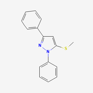molecular formula C16H14N2S B13783297 1,3-Diphenyl-5-methylthio-1H-pyrazole CAS No. 66040-87-7
