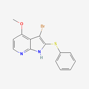 molecular formula C14H11BrN2OS B1378345 3-Bromo-4-methoxy-2-phenylsulfanyl-7-azaindole CAS No. 1427503-75-0