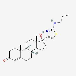 molecular formula C25H36N2O2S B13783494 17-alpha-Hydroxy-17-beta-(2-(propylamino)-4-thiazolyl)androst-4-en-3-one CAS No. 98424-37-4
