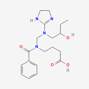 molecular formula C19H28N4O4 B13783580 4-(Benzoyl(((4,5-dihydro-1H-imidazol-2-yl)(2-hydroxybutyl)amino)methyl)amino)butyric acid CAS No. 81186-19-8