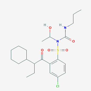 molecular formula C22H33ClN2O5S B13783589 cyclohexylbutanoyl-N-hydroxyethylglucamide 