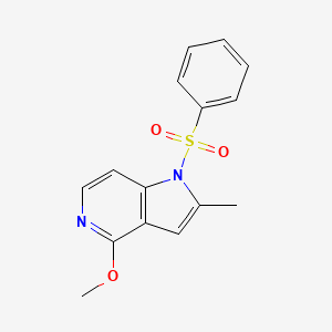 molecular formula C15H14N2O3S B1378364 1-Benzenesulfonyl--2-methyl-4-methoxy-5-azaindole CAS No. 1427502-40-6