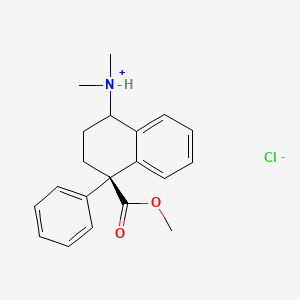 molecular formula C20H24ClNO2 B13783648 trans-1,2,3,4-Tetrahydro-4-carbomethoxy-1-dimethylamino-4-phenylnaphthalene hydrochloride CAS No. 63979-19-1