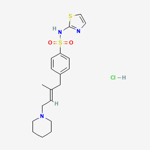 molecular formula C19H26ClN3O2S2 B13783649 p-(2-Methyl-4-piperidino-2-butenyl)-N-(2-thiazolyl)benzenesulfonamide hydrochloride CAS No. 73688-97-8