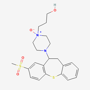 molecular formula C22H28N2O4S2 B13783668 4-(10,11-Dihydro-8-(methylsulfonyl)dibenzo(b,f)thiepin-10-yl)-1-piperazinepropanol 1-oxide CAS No. 74667-82-6