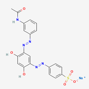 molecular formula C20H16N5NaO6S B13783695 Sodium p-((5-((3-acetamidophenyl)azo)-2,4-dihydroxyphenyl)azo)benzenesulphonate CAS No. 94386-26-2
