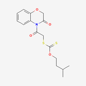 molecular formula C16H19NO4S2 B13783708 Carbonodithioic acid, S-(2-(2,3-dihydro-3-oxo-4H-1,4-benzoxazin-4-yl)-2-oxoethyl) O-(3-methylbutyl) ester CAS No. 90619-17-3