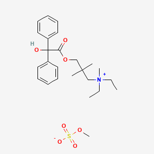 molecular formula C25H37NO7S B13783791 Ammonium, diethyl(2,2-dimethyl-3-hydroxypropyl)methyl-, methyl sulfate, benzilate (ester) CAS No. 66902-90-7