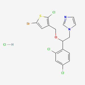 molecular formula C16H13BrCl4N2OS B13783829 1-(2,4-Dichloro-beta-((5-bromo-2-chloro-3-thenyl)-oxy)-phenethyl)imidazole hydrochloride 