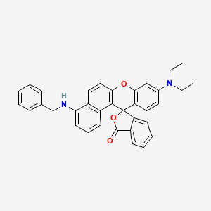 molecular formula C35H30N2O3 B13783936 Spiro[12H-benzo[a]xanthene-12,1'(3'H)-isobenzofuran]-3'-one, 9-(diethylamino)-4-[(phenylmethyl)amino]- CAS No. 68134-60-1