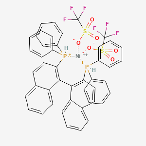molecular formula C46H34F6NiO6P2S2+2 B13783948 [1-(2-Diphenylphosphaniumylnaphthalen-1-yl)naphthalen-2-yl]-diphenylphosphanium;nickel(2+);trifluoromethanesulfonate 