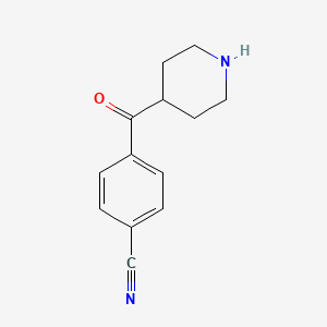 molecular formula C13H14N2O B13784017 4-(Piperidine-4-carbonyl)benzonitrile 