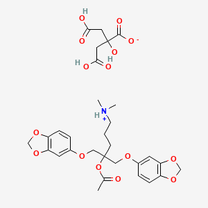 molecular formula C30H37NO15 B13784040 1-Butanol, 4-dimethylamino-1,1-bis((3,4-(methylenedioxy)phenoxy)methyl)-, acetate, citrate CAS No. 64246-05-5