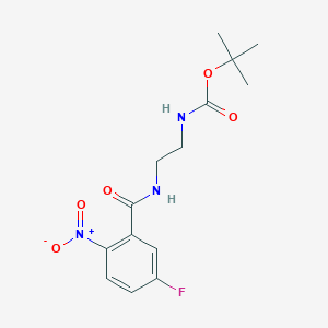 molecular formula C14H18FN3O5 B13784055 tert-Butyl 2-(5-fluoro-2-nitrobenzamido)ethylcarbamate 